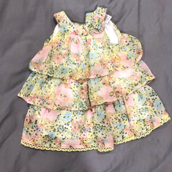 COPY - EUC Blueberi Floral High Neck Tiered Dress With Flower Size 12M - Picture 2 of 10